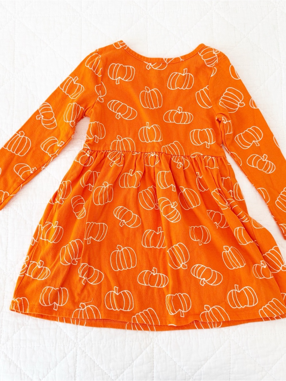 4T Cat & Jack Kids Orange Pumpkin Print Dress - Picture 3 of 3